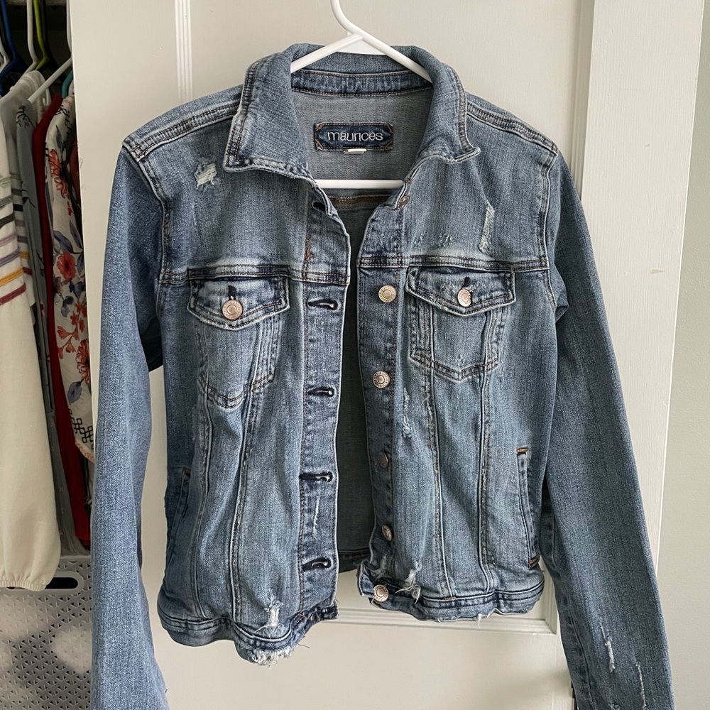 Distressed denim jacket
